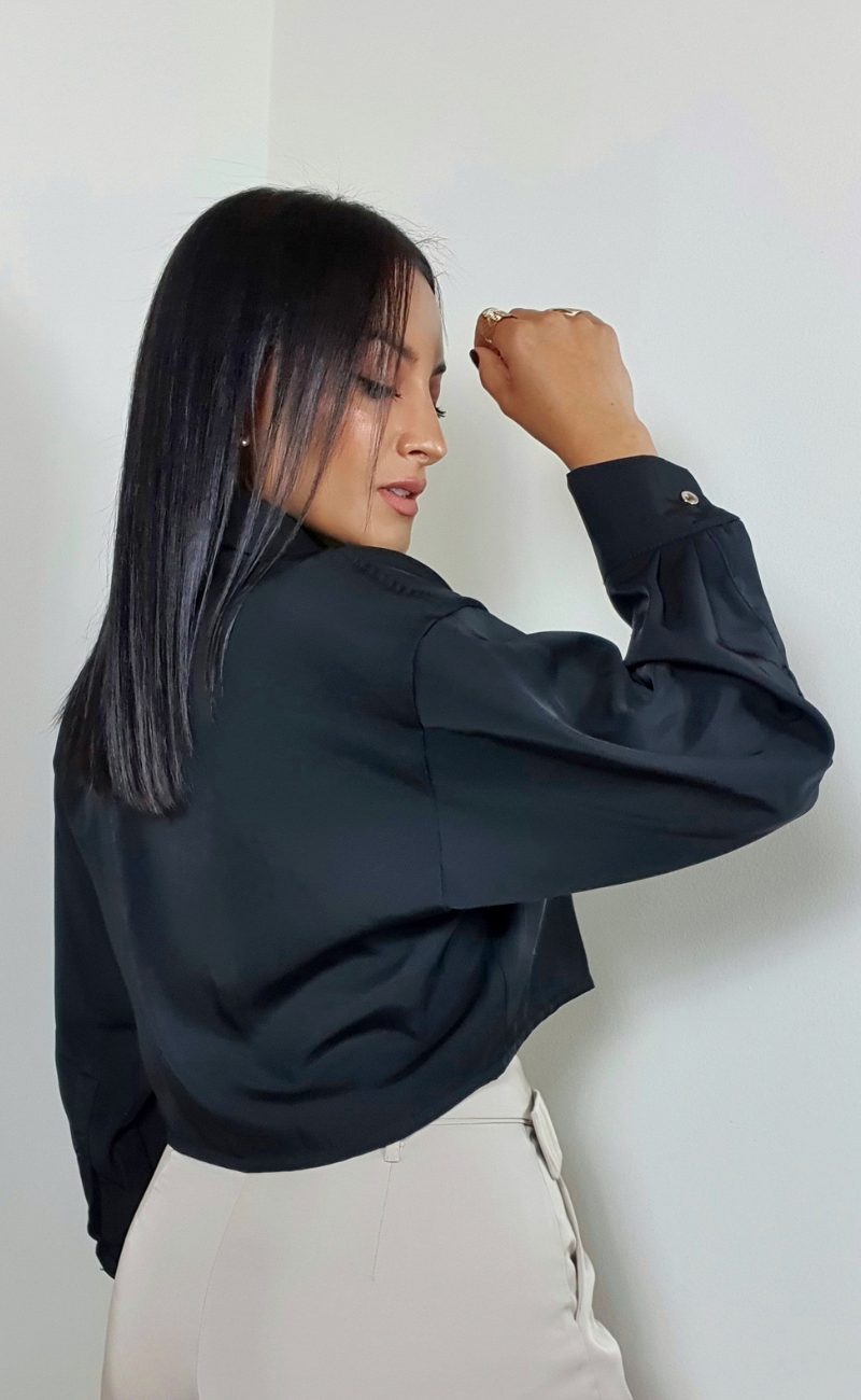 Camisa Corbata -Negra