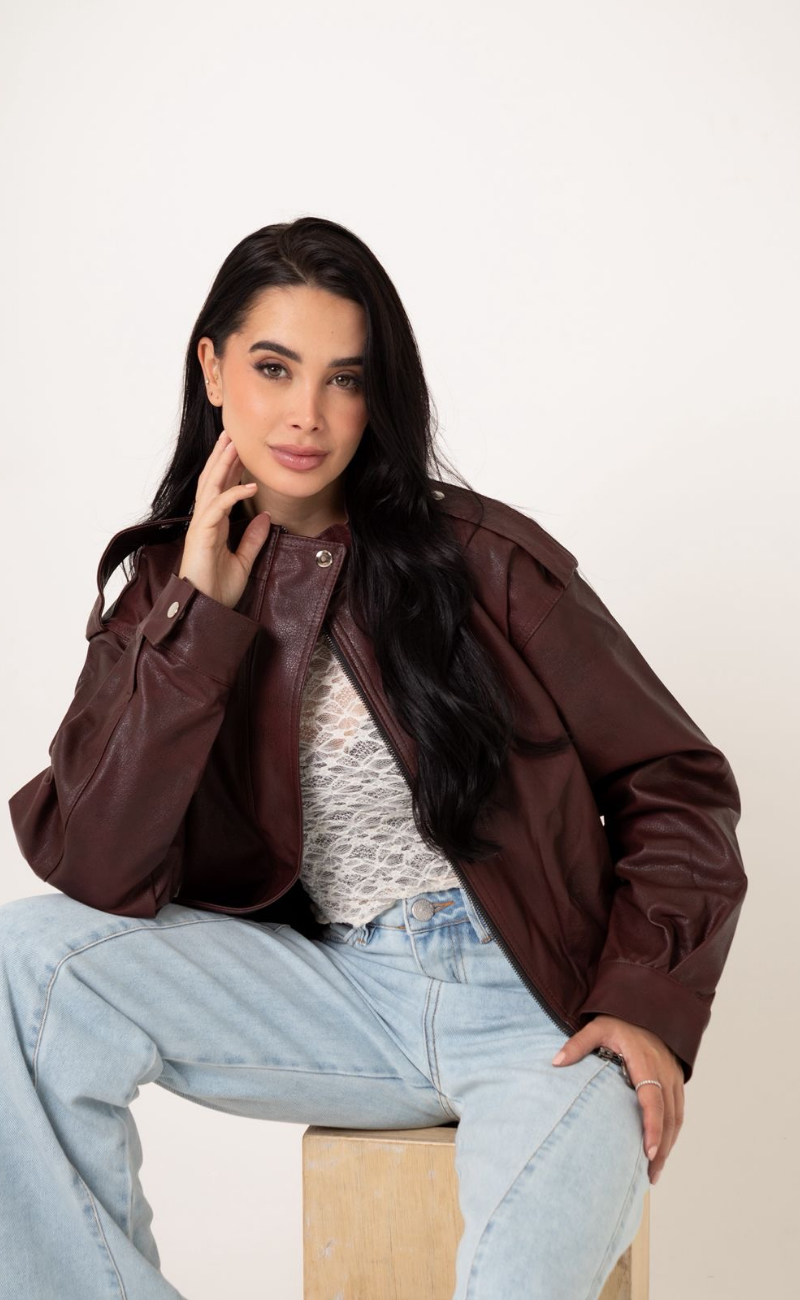 Chaqueta Bomber Efecto Cuero – Oversize Cuerotex