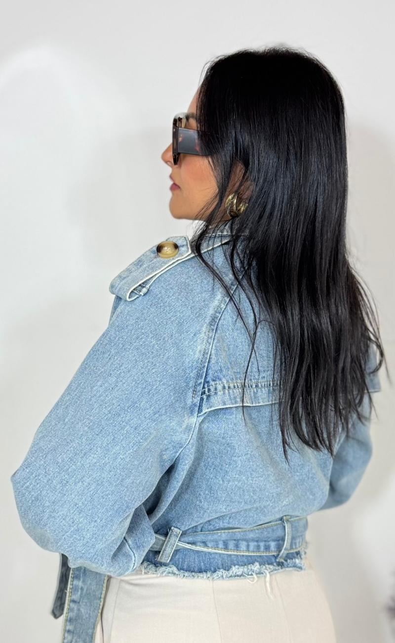 Gabardina Corta en Jean — Azul Medio