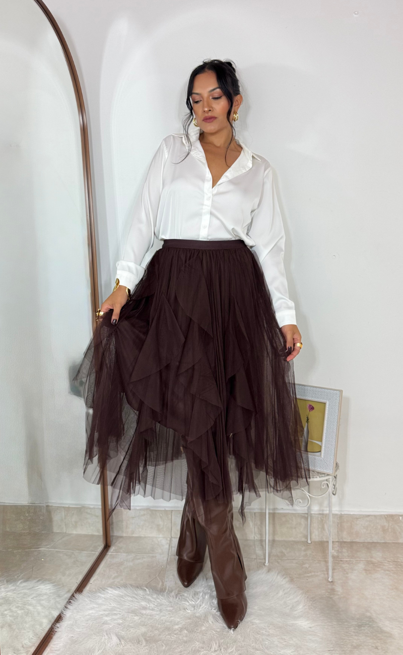 Falda Midi en Tul con Arabescos – Talla Única