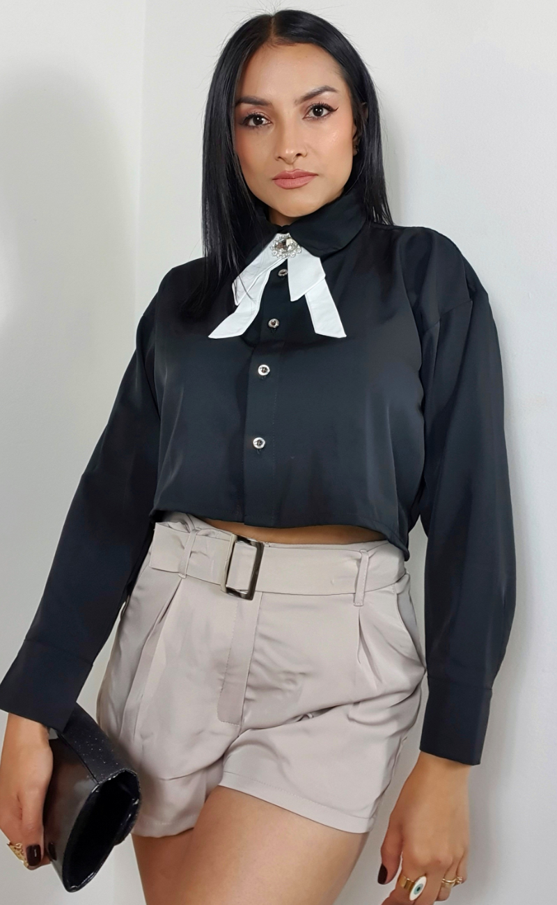 Camisa Corbata -Negra