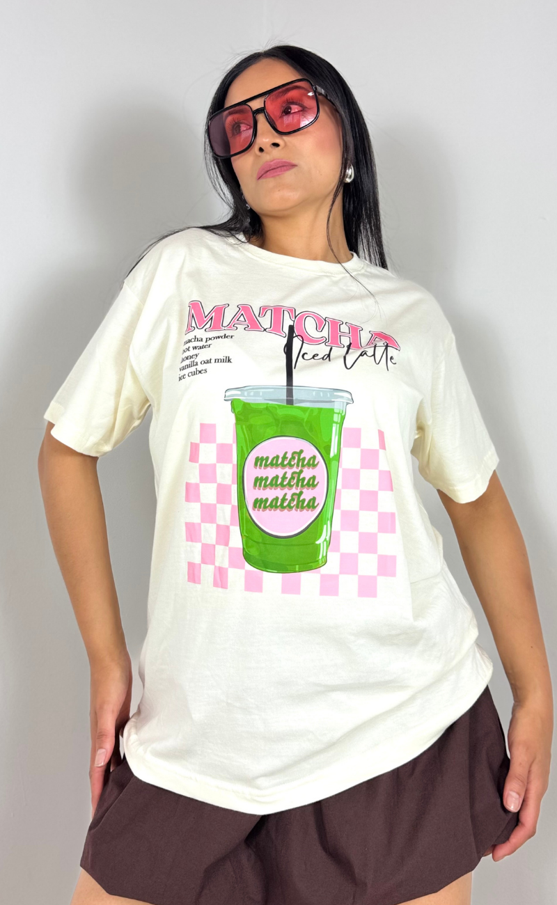 Camiseta grafica oversize – Matcha