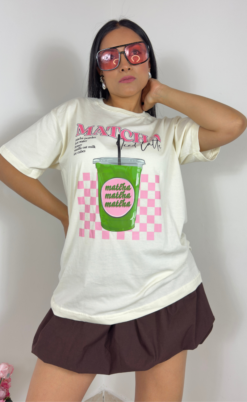 Camiseta grafica oversize – Matcha