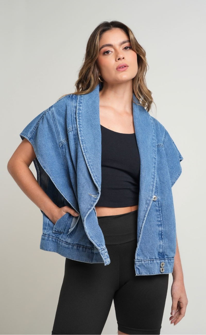 Chaleco oversize azul medio