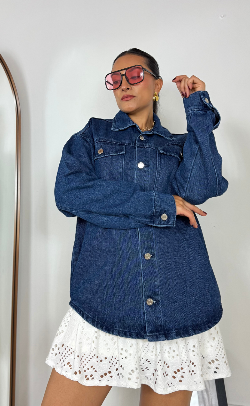 Chaqueta clásica en denim rígido-Letty