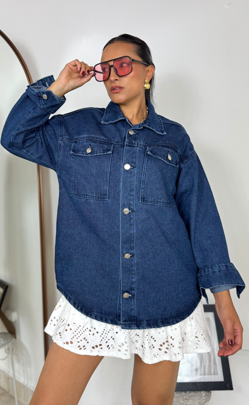 Chaqueta clásica en denim rígido-Letty